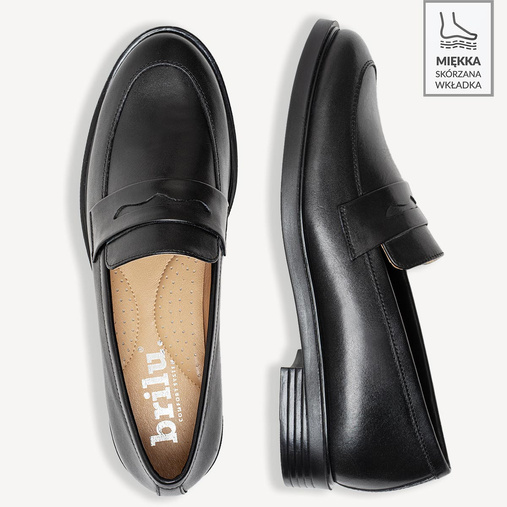 Skórzane wsuwane półbuty damskie Melanie czarne