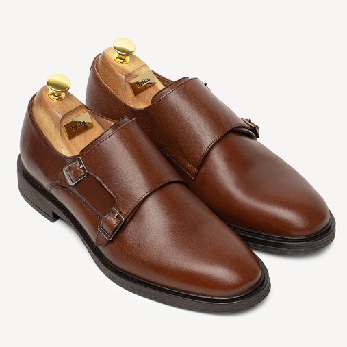 Skórzane półbuty wizytowe monki Kain brązowe