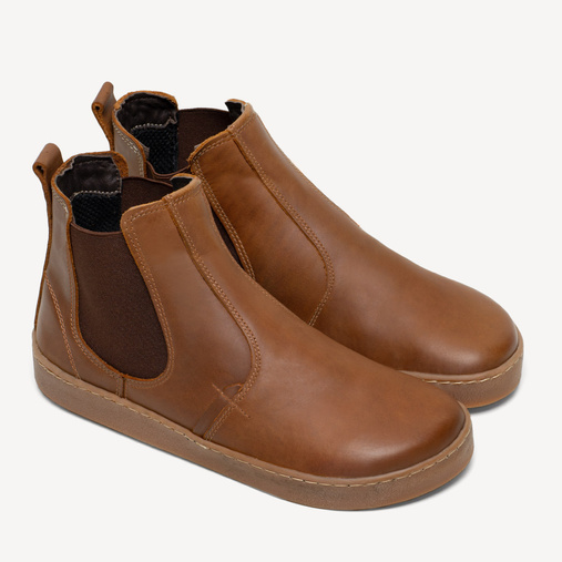 Skórzane sztyblety męskie barefoot Kenneth brązowe