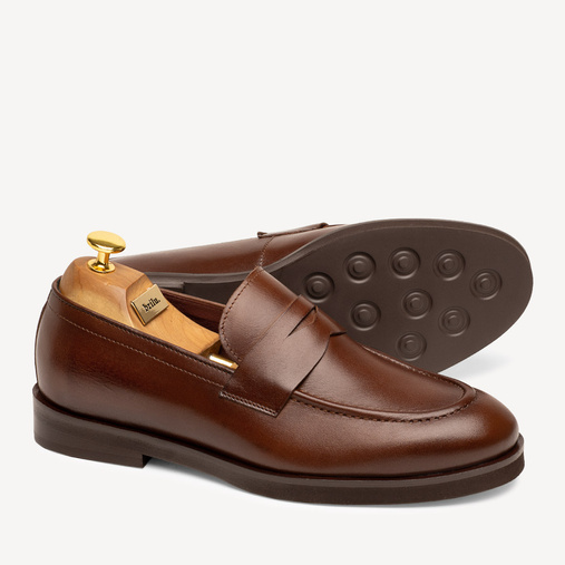  Męskie loafersy ze skóry naturalnej Aaron brązowe