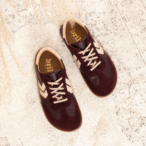 Skórzane damskie sneakersy barefoot Astoria bordowe