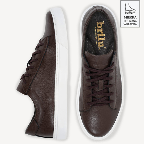 Skórzane sneakersy męskie Zack brązowe