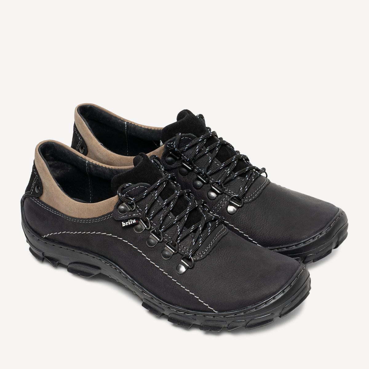 Męskie buty trekkingowe skórzane David czarne
