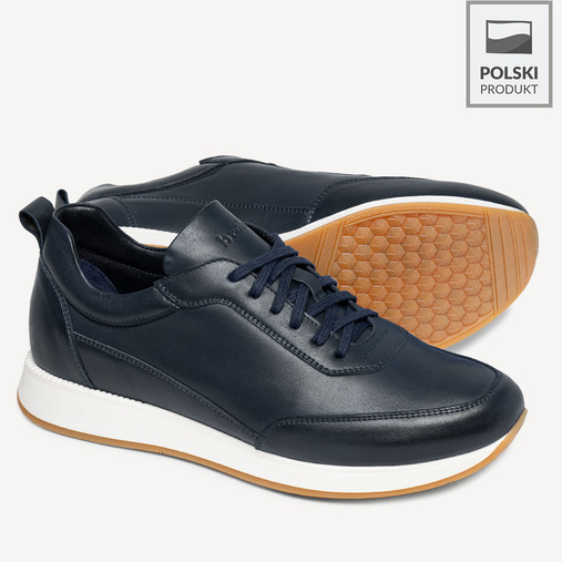 Skórzane sneakersy męskie Davis granatowe