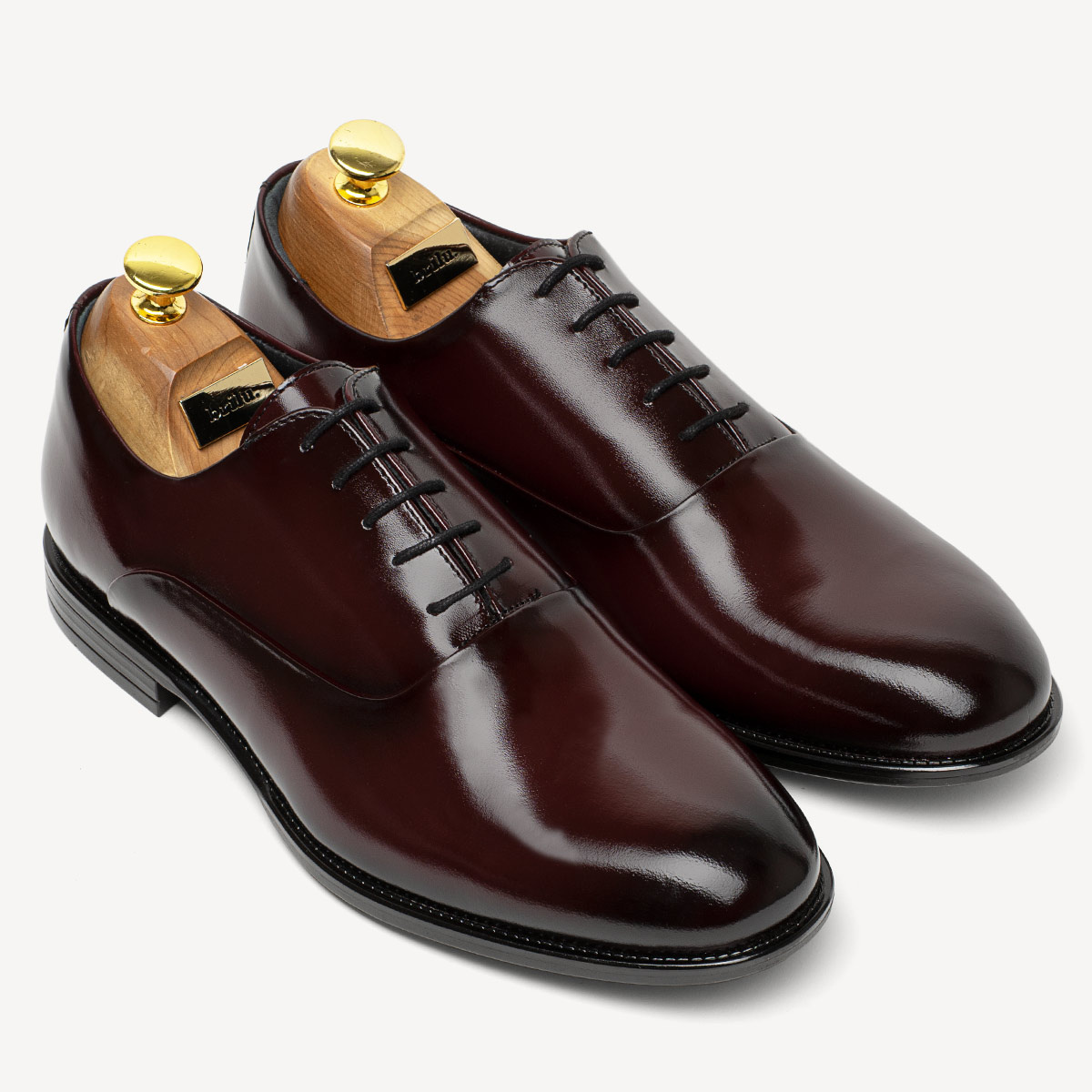 Skórzane wizytowe półbuty męskie oksfordy Jason bordowe