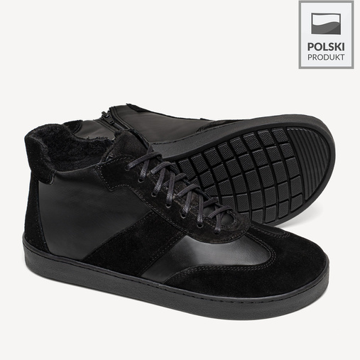 Skórzane trzewiki męskie barefoot West czarne