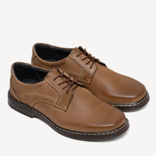 Męskie skórzane półbuty sznurowane Milton brązowe