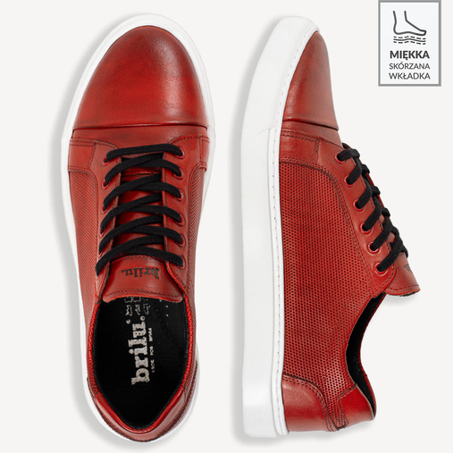 Skórzane sneakersy męskie Phill czerwone