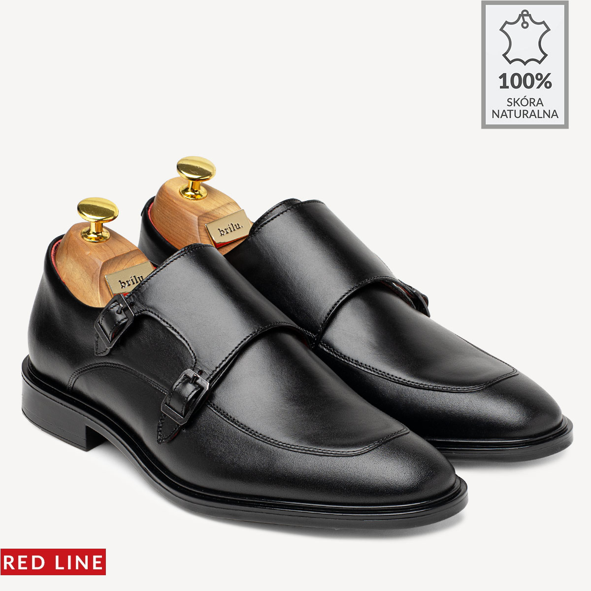 Eleganckie skórzane monki ze sprzączkami Bruce czarne