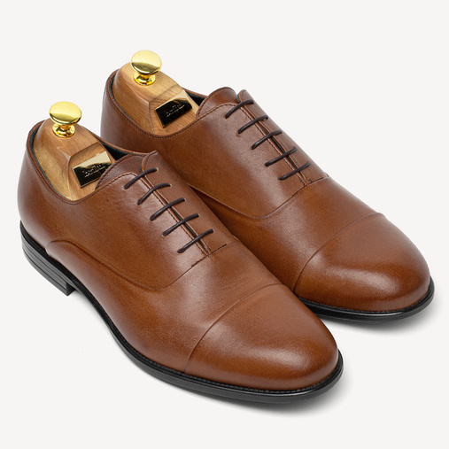 Skórzane wizytowe półbuty męskie oksfordy Spencer brązowe