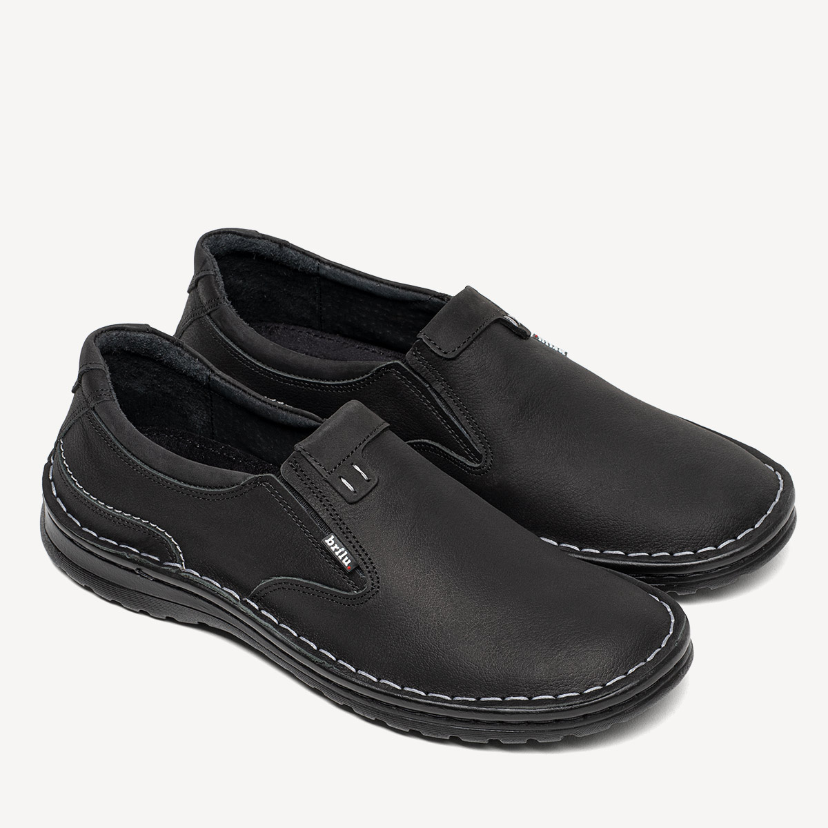 Męskie skórzane wsuwane półbuty Fabian czarne