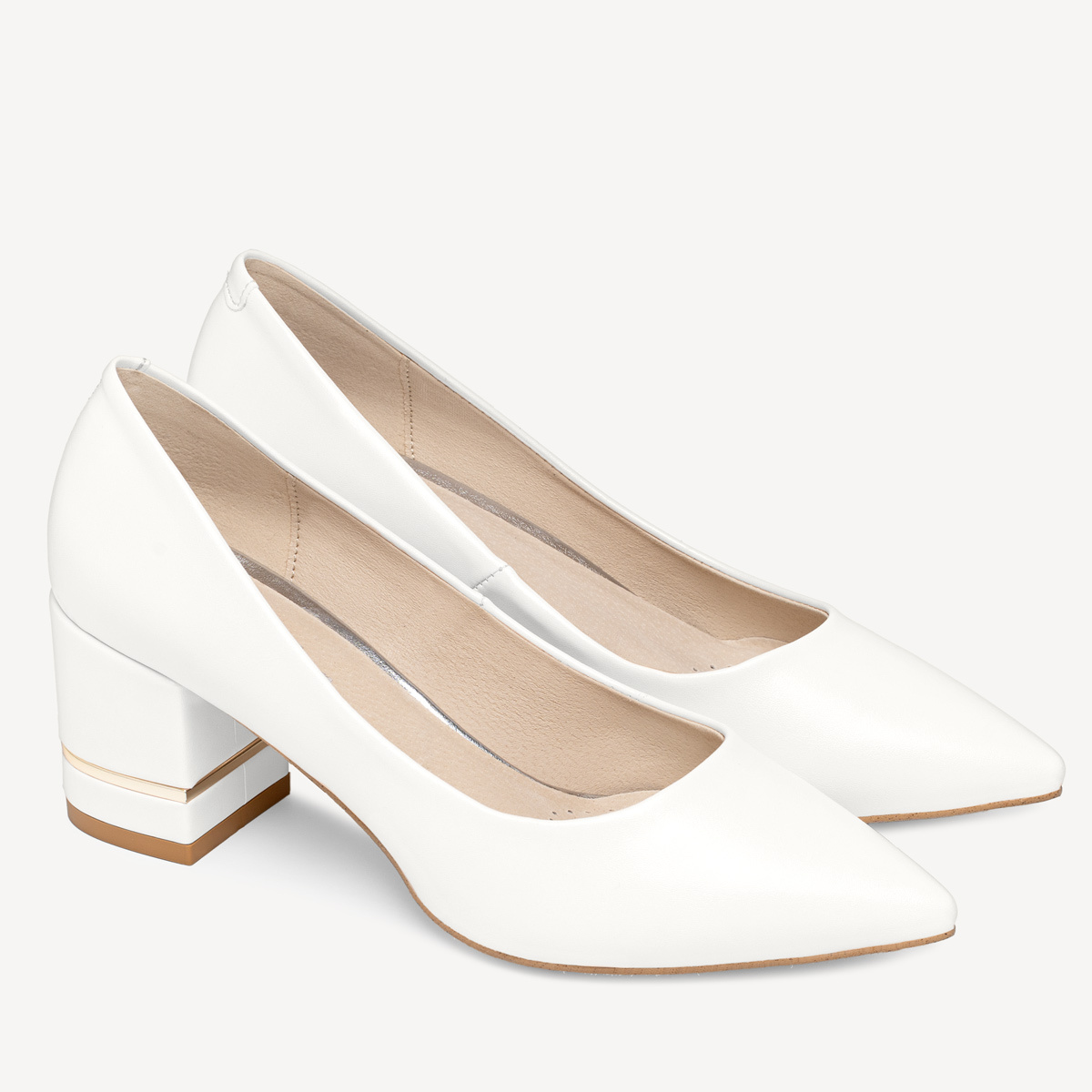 Ślubne czółenka z ozdobnym obcasem Felicia białe