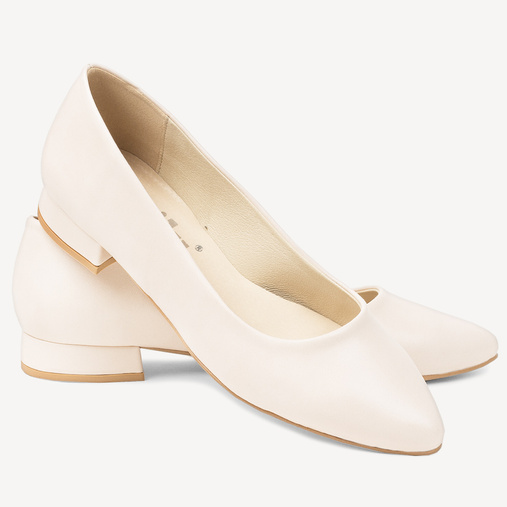 Licowe balerinki ślubne Elmira cieliste ecru