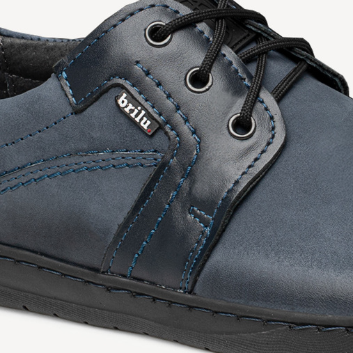Skórzane buty męskie barefoot Luca granatowe