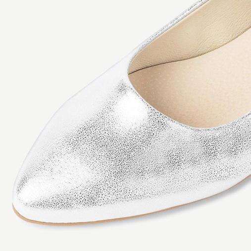 Połyskujące balerinki ślubne Elmira srebrne