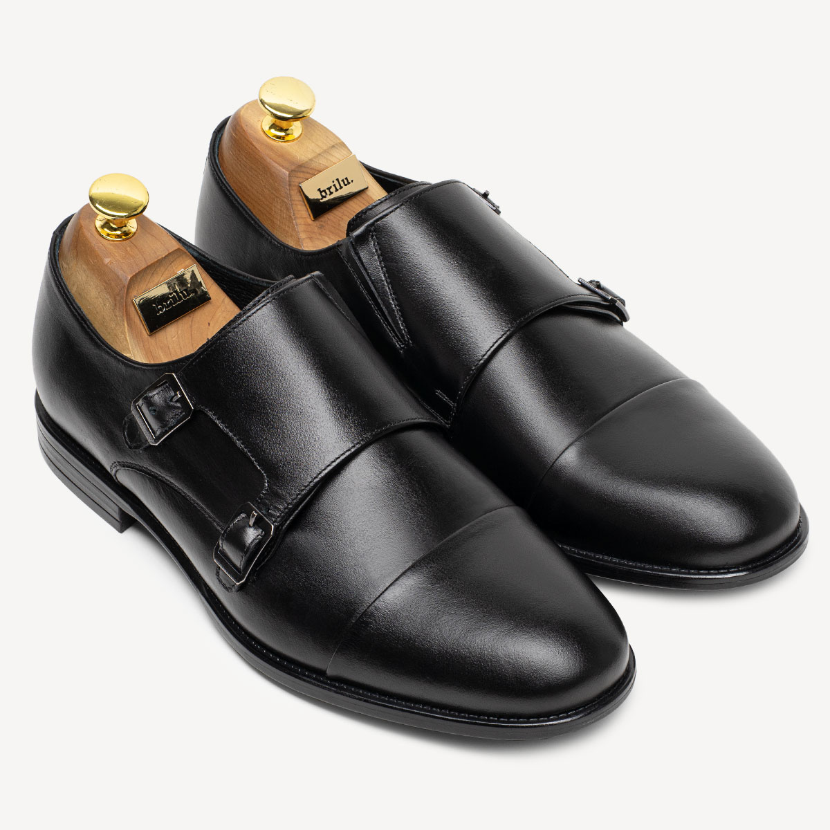 Skórzane półbuty wizytowe monki Hunter czarne