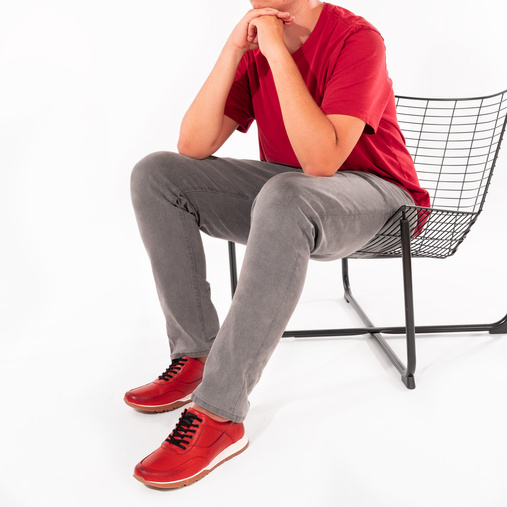 Skórzane sneakersy męskie Tommy czerwone