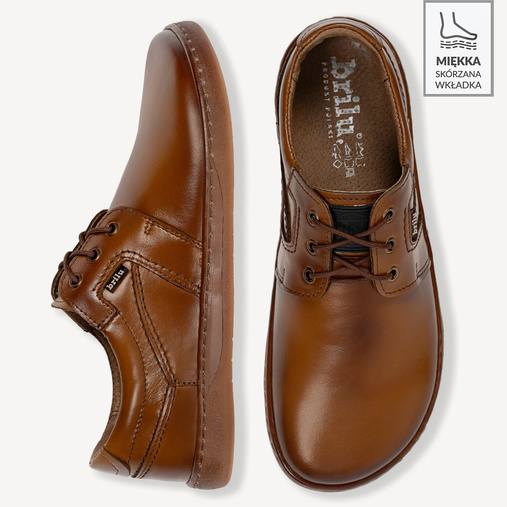 Skórzane licowe buty męskie barefoot Marvin brązowe