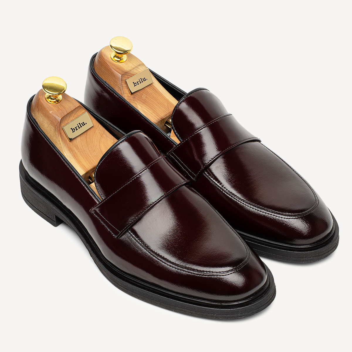 Skórzane loafersy męskie Draco bordowe