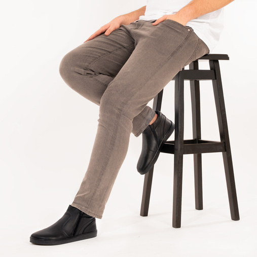 Skórzane trzewiki męskie barefoot Anders czarne