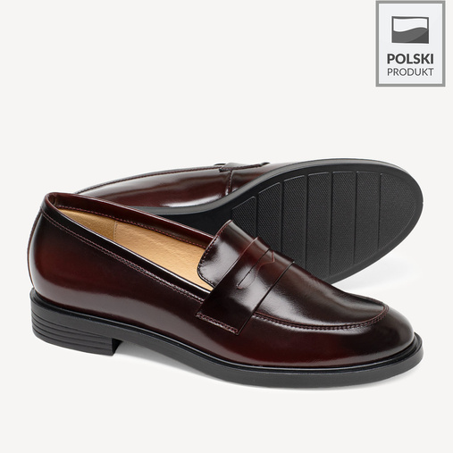 Skórzane wsuwane półbuty damskie Melanie bordowe