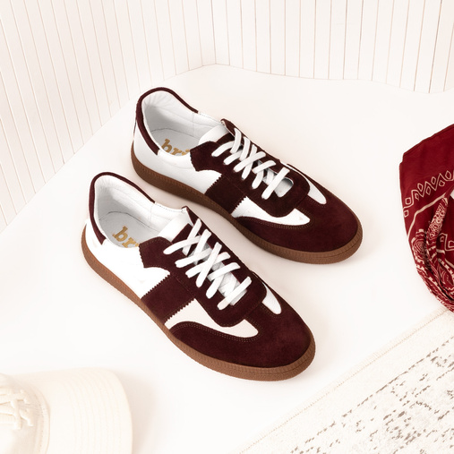 Skórzane sneakersy damskie Sailor biało-bordowe