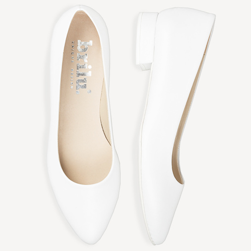 Licowe balerinki ślubne Elmira białe