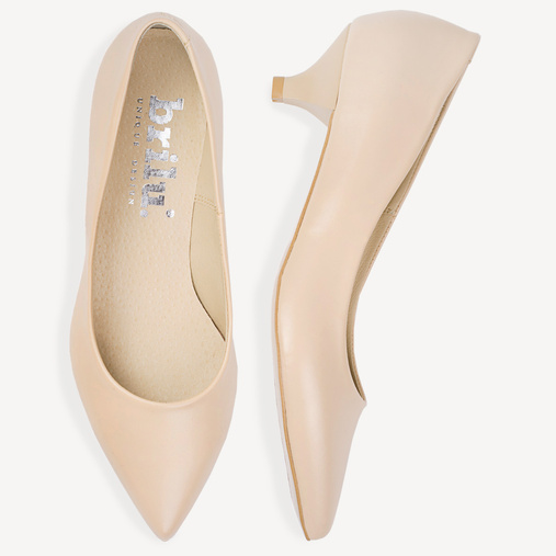 Klasyczne licowe szpilki na niskim obcasie Nelda beżowe