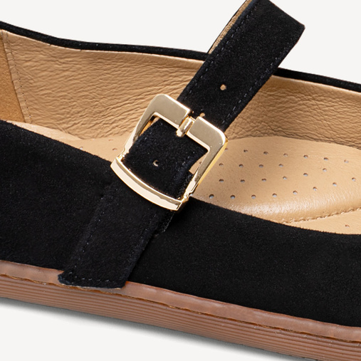 Zamszowe baleriny z paskiem barefoot Anette czarne