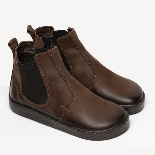 Skórzane sztyblety męskie barefoot Kenneth ciemny brąz