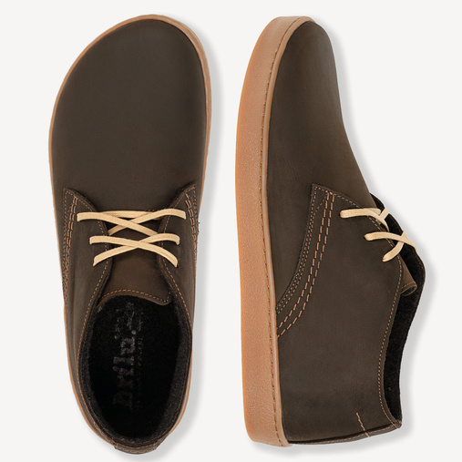 Skórzane zimowe trzewiki barefoot Sean ciemny brąz