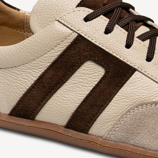 Skórzane damskie sneakersy barefoot Arizona beżowo-brązowe