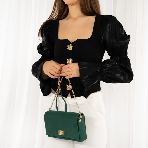 Zamszowa elegancka kopertówka Valencia zielona