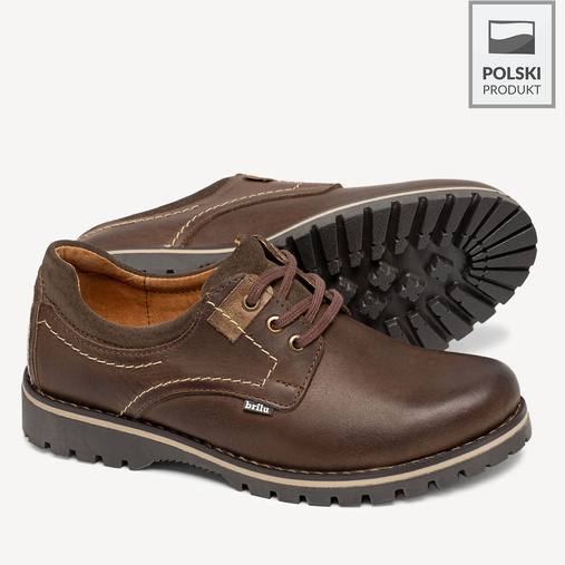 Skórzane półbuty trapery na grubej podeszwie Mateus brązowe