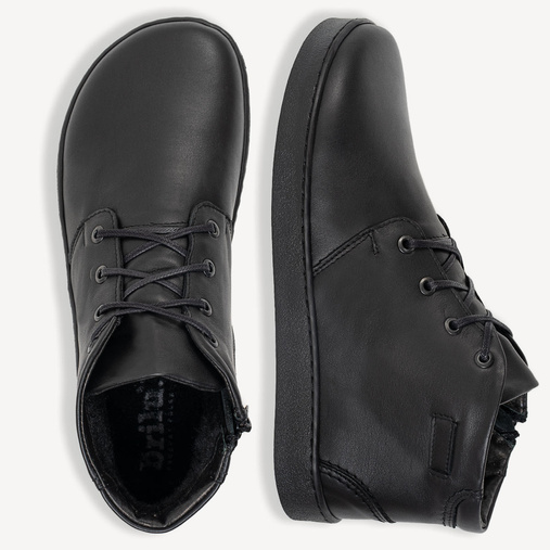 Skórzane trzewiki męskie barefoot Tyrrel czarne