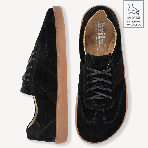 Skórzane minimalistyczne sneakersy barefoot Davos czarne