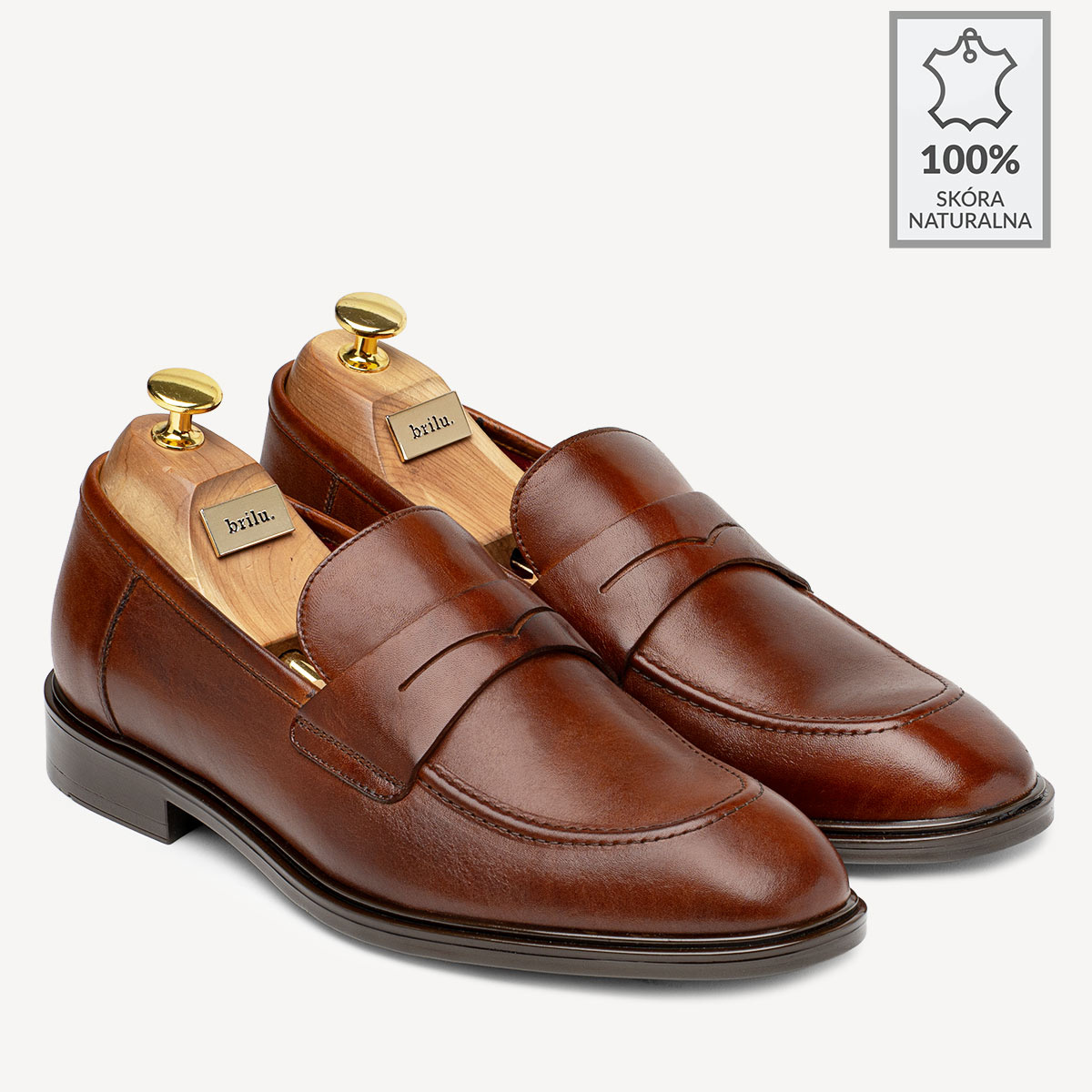 Męskie loafersy ze skóry naturalnej Matthew brązowe