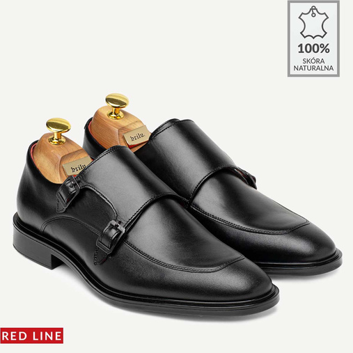 Eleganckie skórzane monki ze sprzączkami Bruce czarne