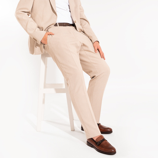 Skórzane loafersy męskie z klamrą Jared brązowe