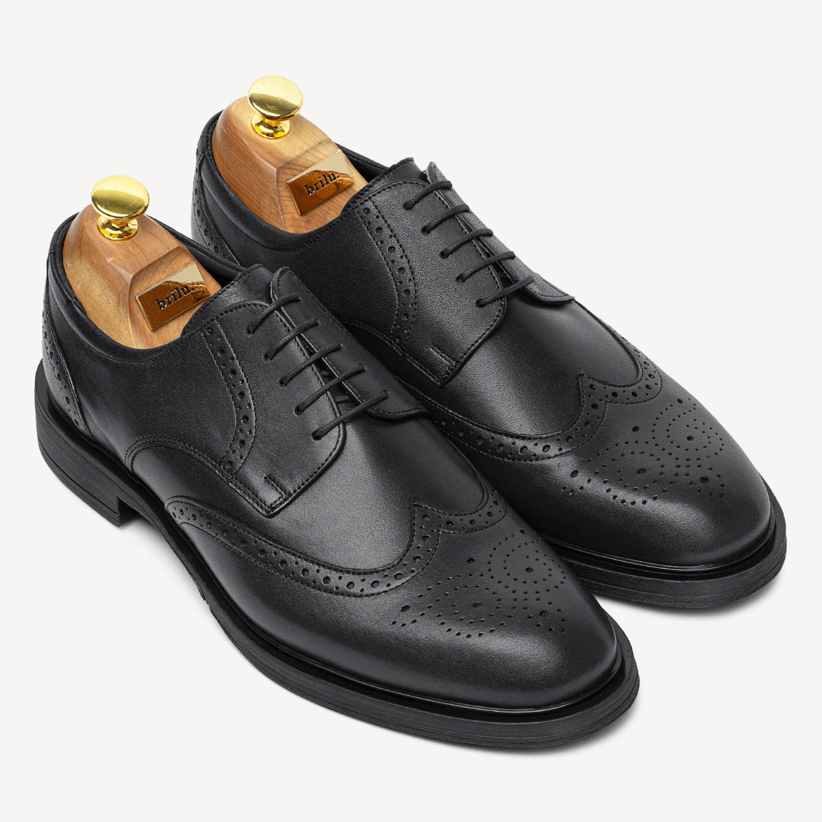 Wizytowe brogsy ze skóry naturalnej Shawn czarne