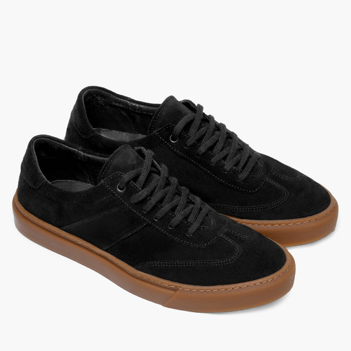 Męskie skórzane zamszowe trampki Jasper czarne