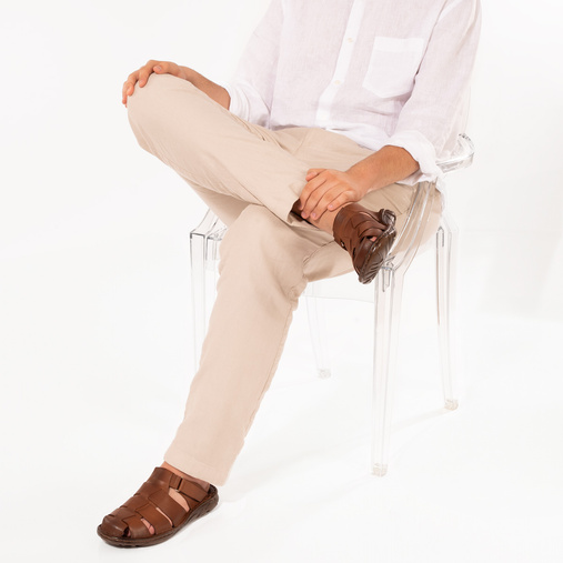 Skórzane klapki męskie Alphred brązowe