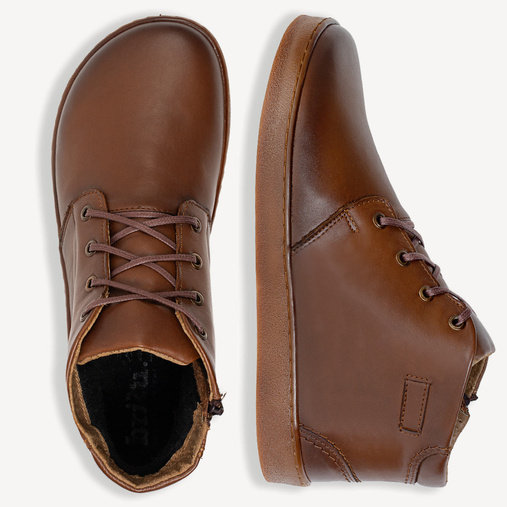 Skórzane trzewiki męskie barefoot Tyrrel brązowe