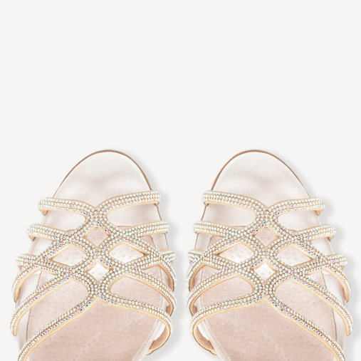 Ślubne sandały na słupku z cyrkoniowymi paskami Ignis ivory