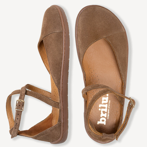 Zamszowe baleriny z paskami barefoot Indie brązowe