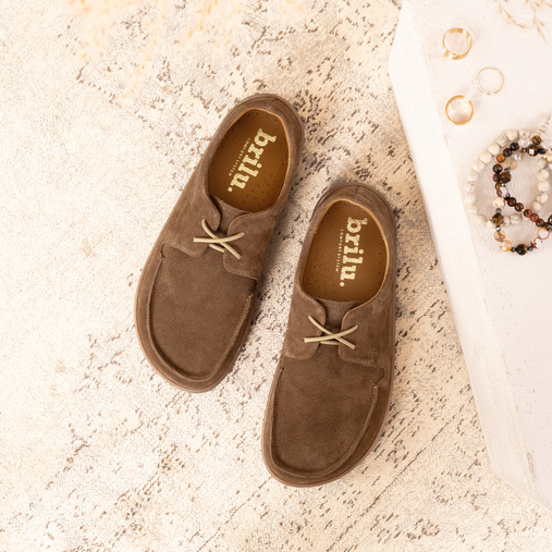 Skórzane mokasyny damskie barefoot Rubby brązowe