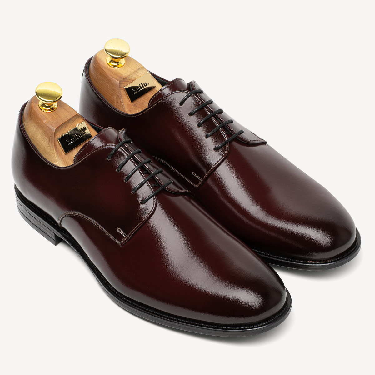 Skórzane wizytowe półbuty męskie derby Lewis bordowe