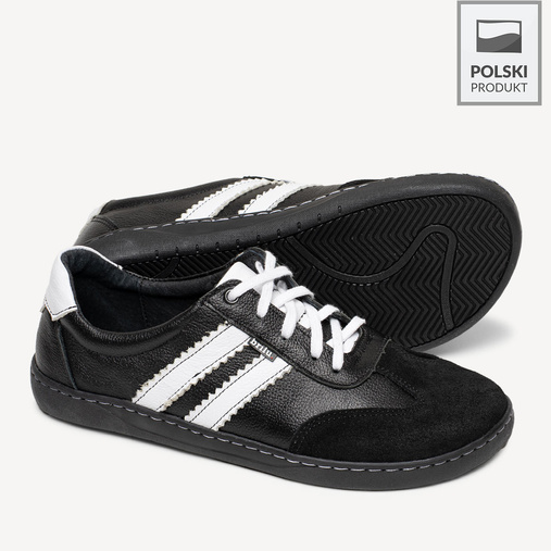 Skórzane minimalistyczne sneakersy barefoot Chelsey czarne