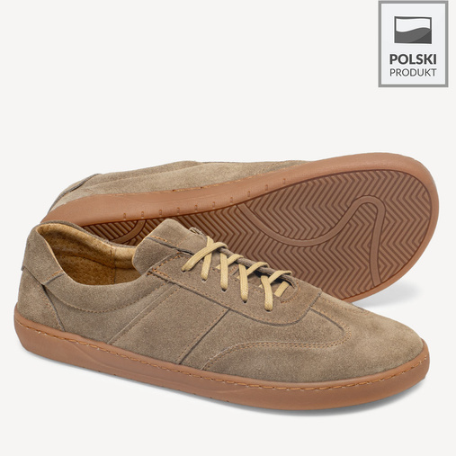 Skórzane minimalistyczne sneakersy barefoot Davos beżowe