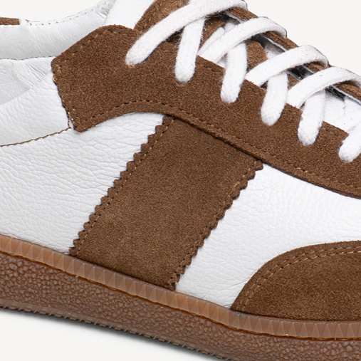 Skórzane sneakersy damskie Sailor biało-brązowe